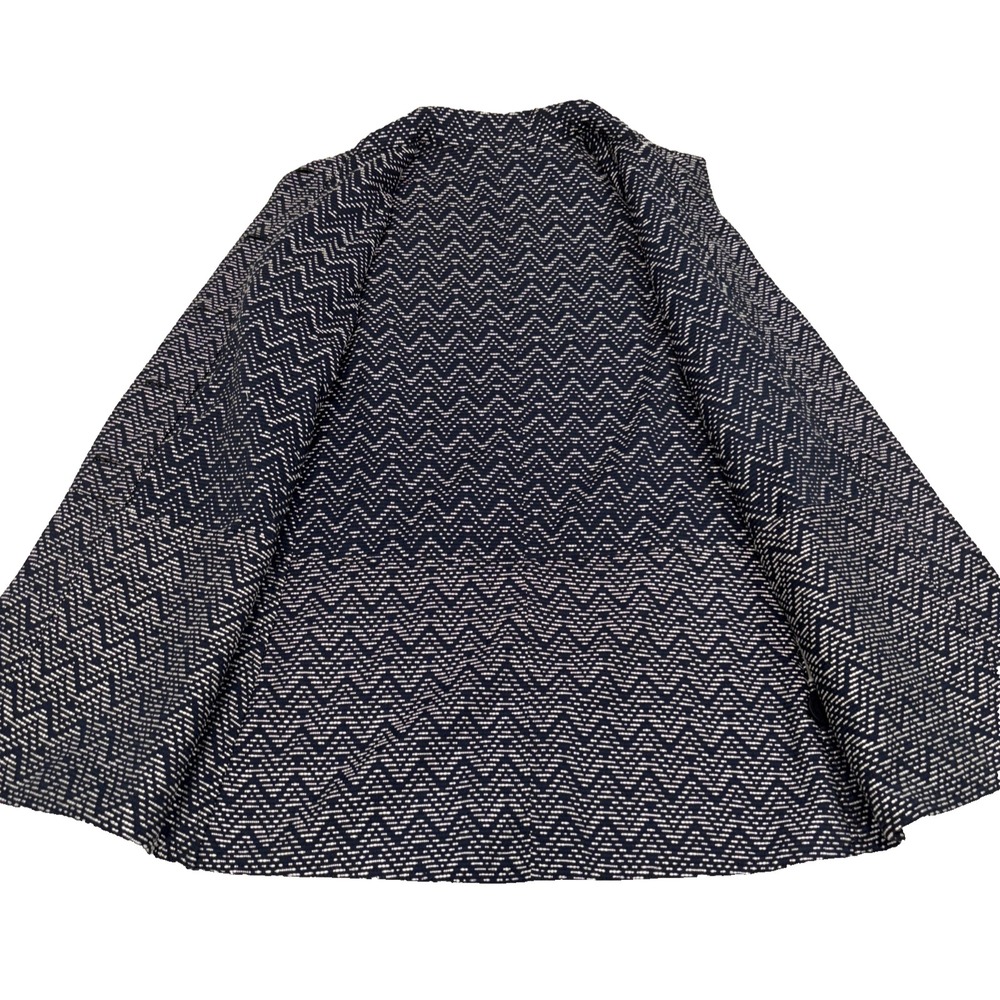 NEW La Blend Chevron Long Jacket Sz M Navy White Long Sleeve Reversible Pockets - Picture 9 of 12